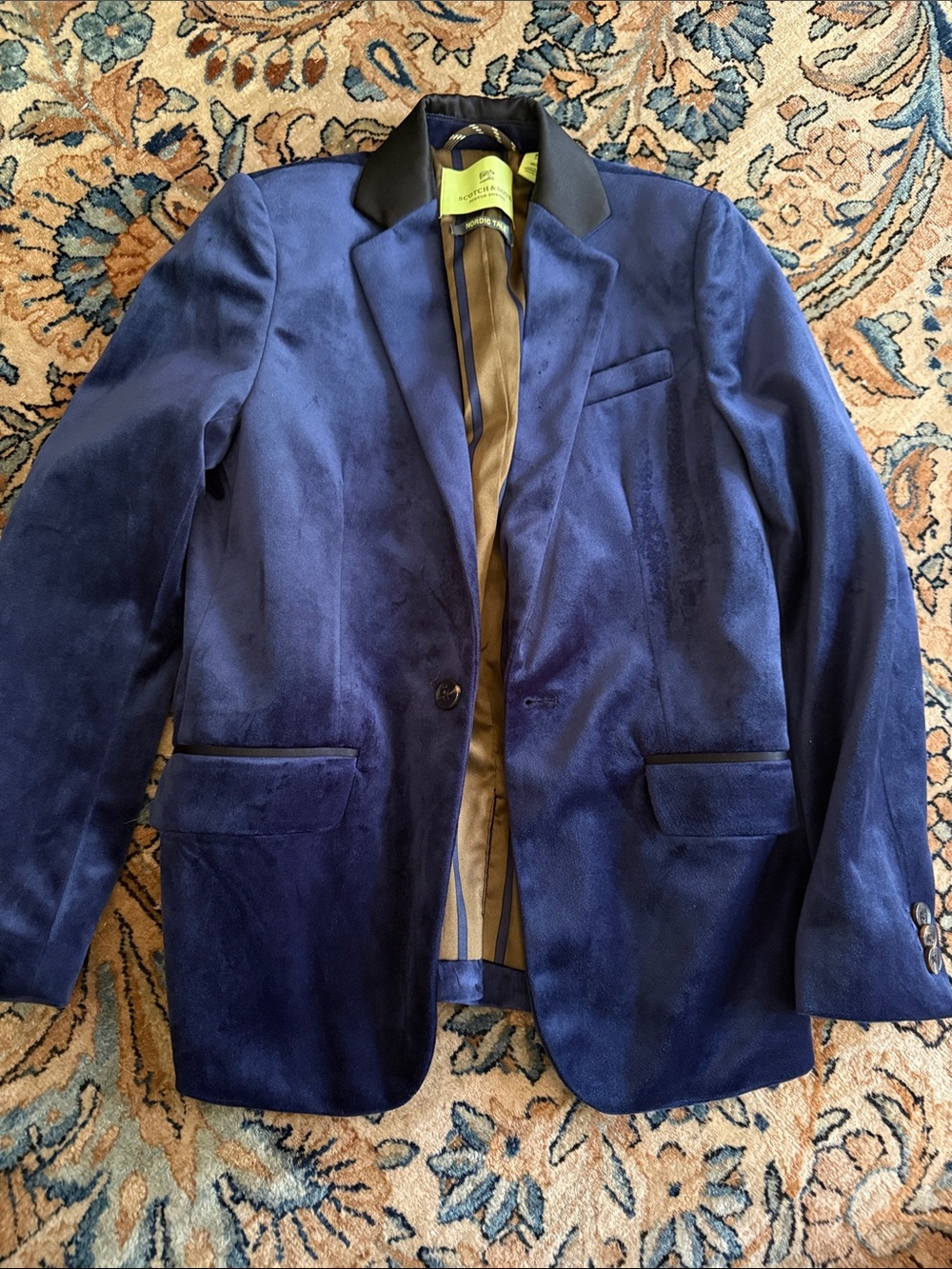 Scotch & Soda Navy and Black Velvet Blazer with Brown Lining 10y 💙🖤